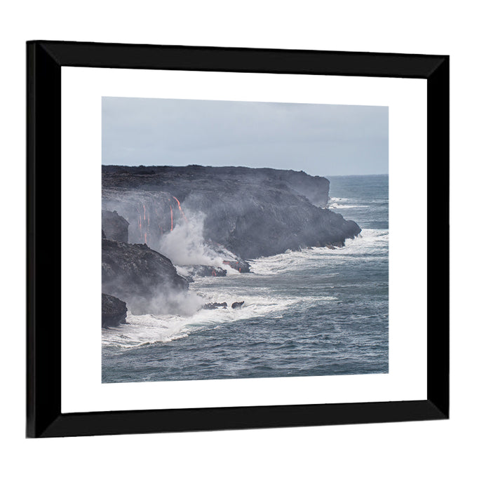 Glowing Lava on Big Island Coast Wall Art as a framed print