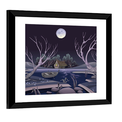Pond In Night Wall Art