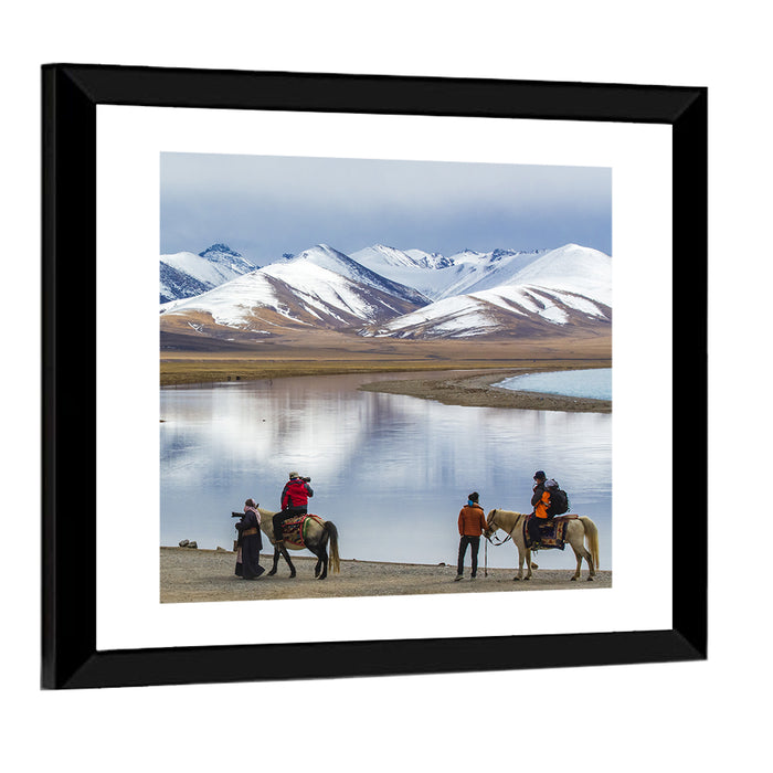Namco Lake with Horse Riders Wall Art as a framed print