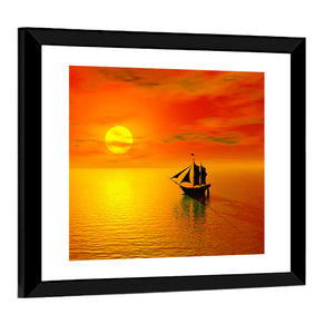 Old Boats Silhouette Wall Art