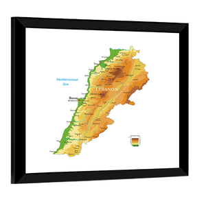 Lebanon Physical Map Wall Art