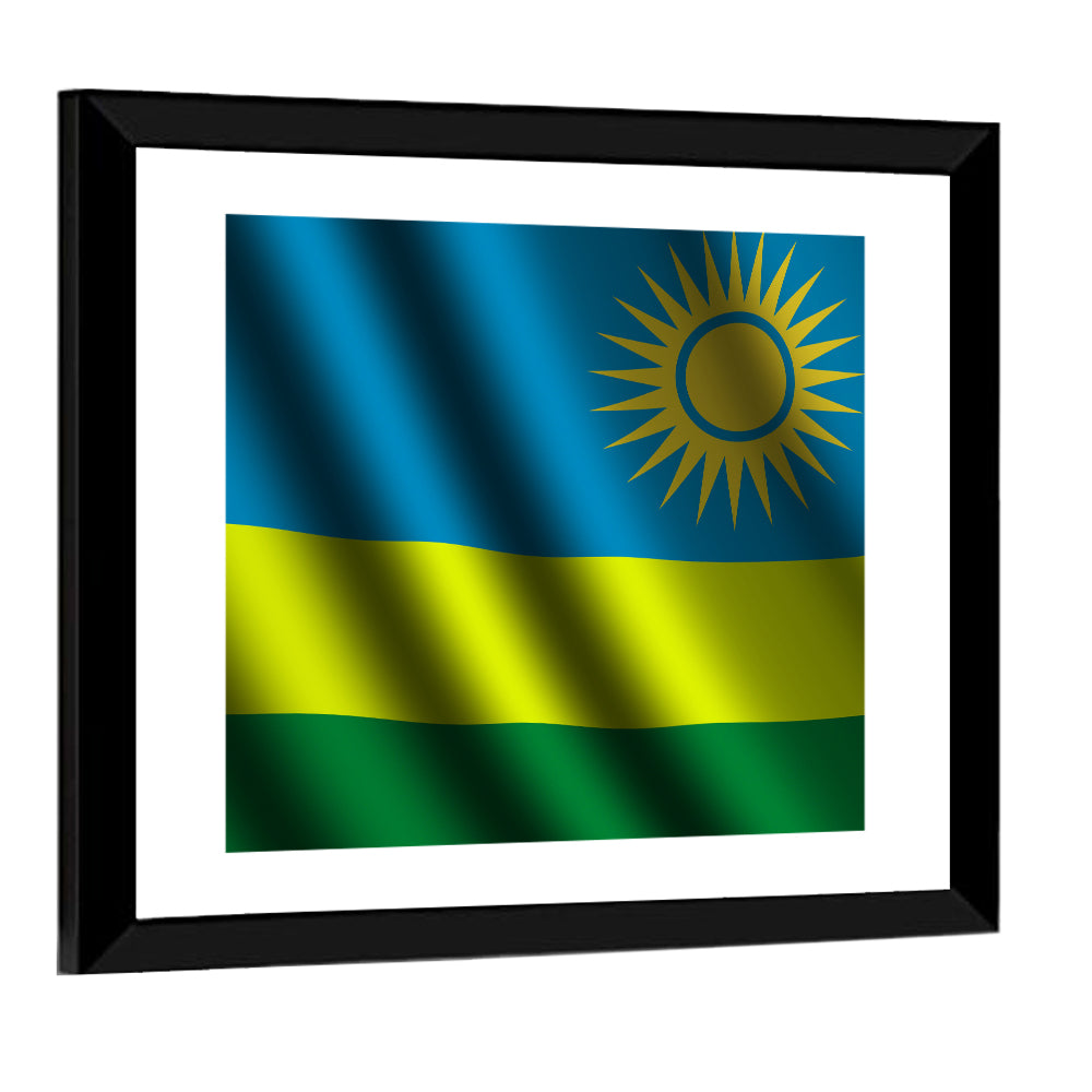 Rwandan Flag with Golden Sun Wall Art