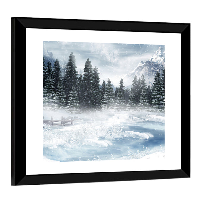 Frozen Lake Wall Art as a framed print