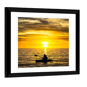 Fisherman In Ocean Sunset Wall Art