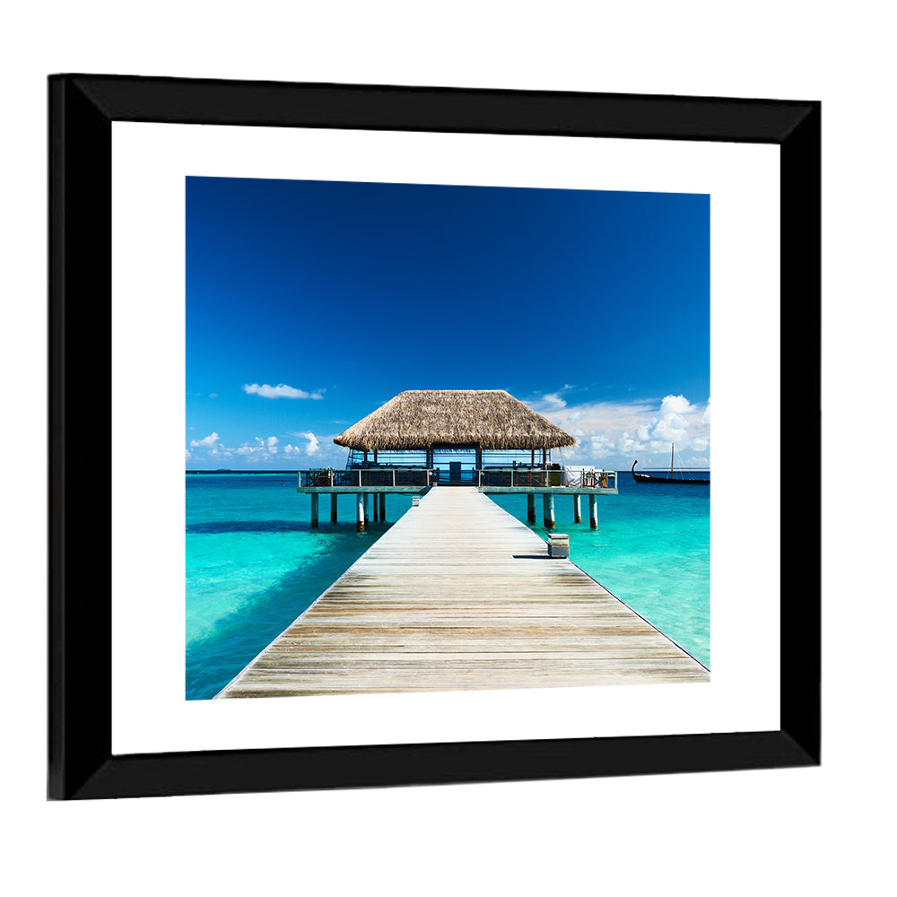 Beach With Jetty At Maldives Wall Art