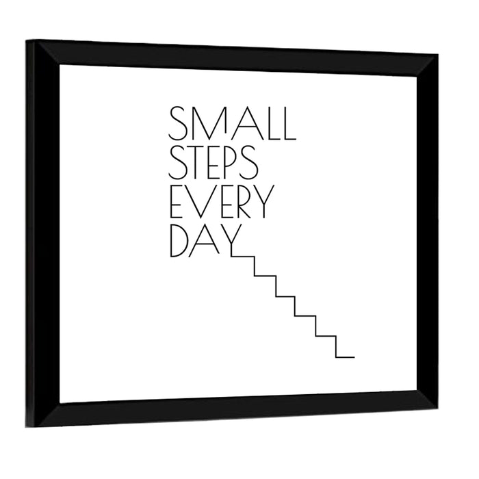 Small Steps Every Day Quote Wall Art as a framed print