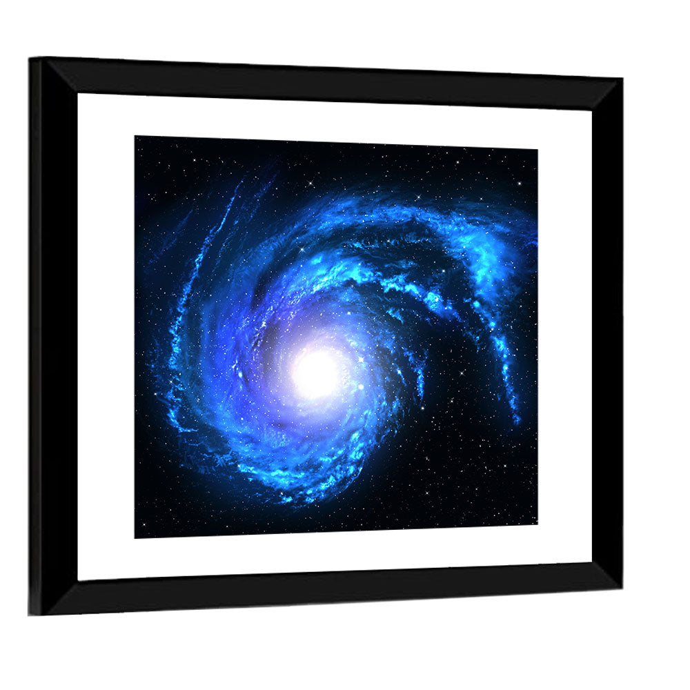 Glowing Blue Spiral Galaxy Wall Art