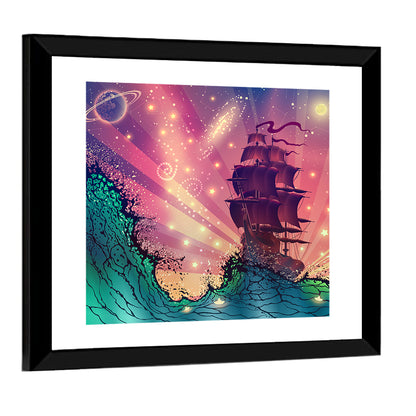 Ship On Sea Waves Wall Art