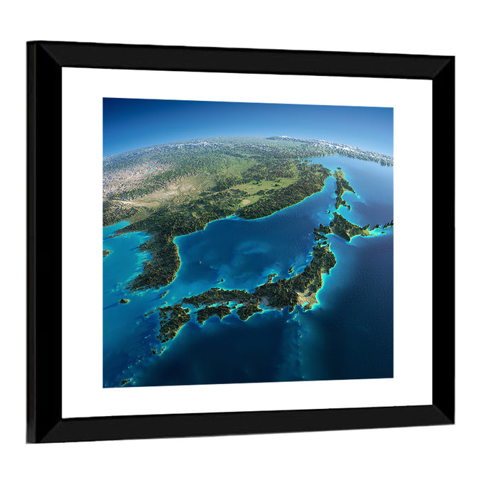 Japanese Archipelago Aerial View Wall Art as a framed print