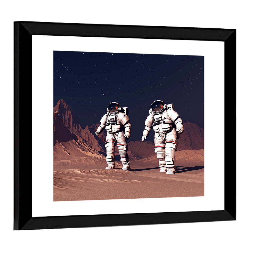Two Astronauts on Desert Planet Wall Art
