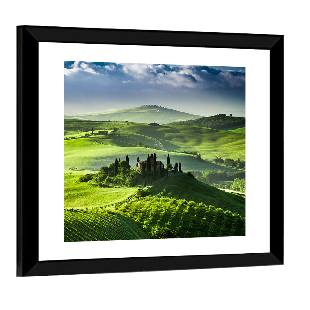 Sunrise Over San Quirico D Orcia Valley Wall Art