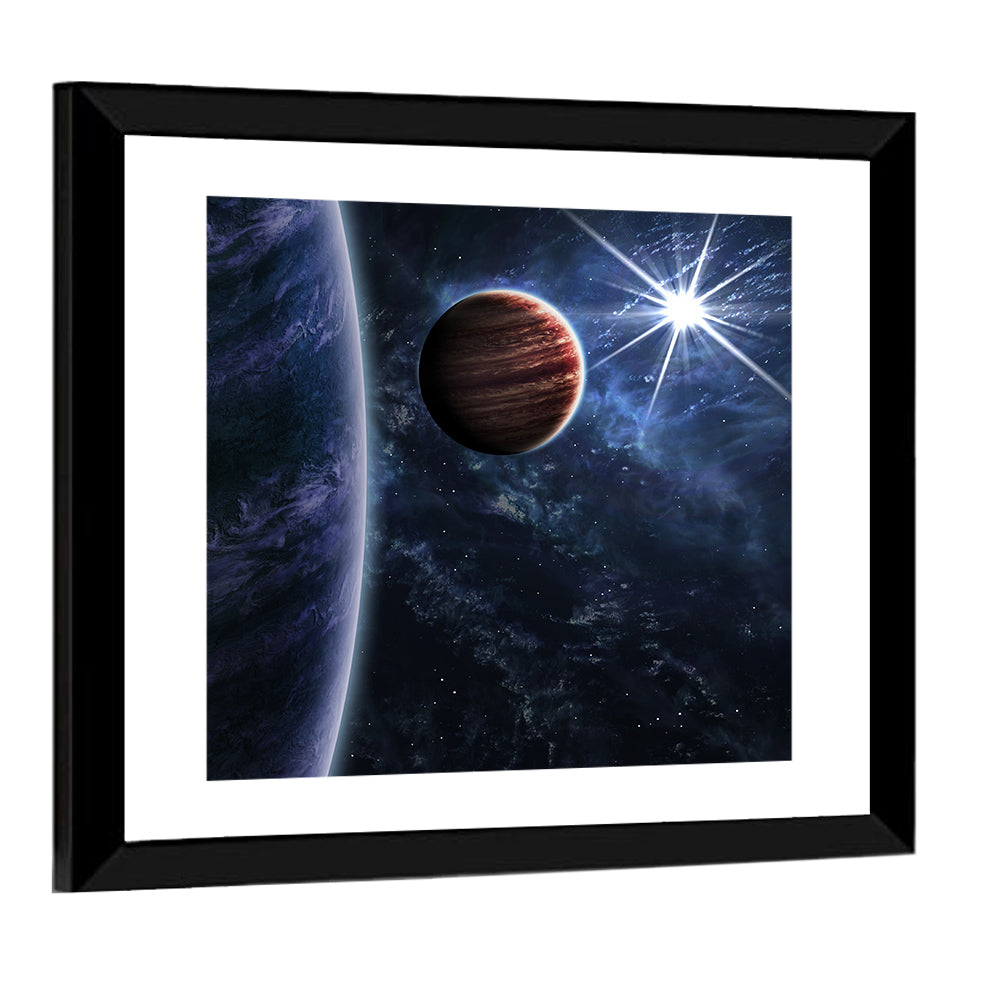 Blue Planet Closeup with Starburst Wall Art