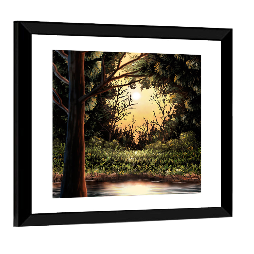 Golden Hour Lake in the Woods Wall Art
