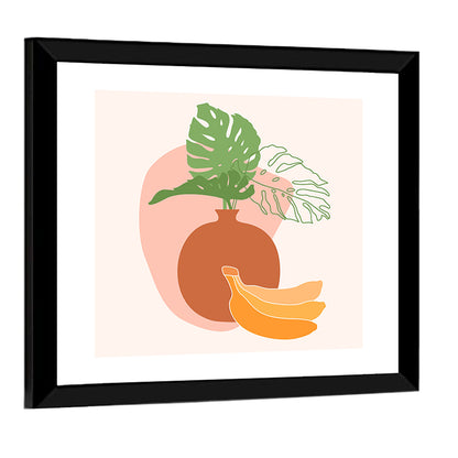 Monstera and Bananas Still Life Wall Art