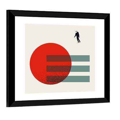 Minimalist Astronaut and Red Planet Wall Art