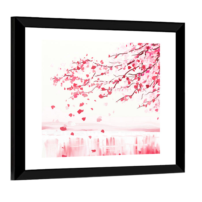 Japanese Cherry Blossom Tree Wall Art as a framed print