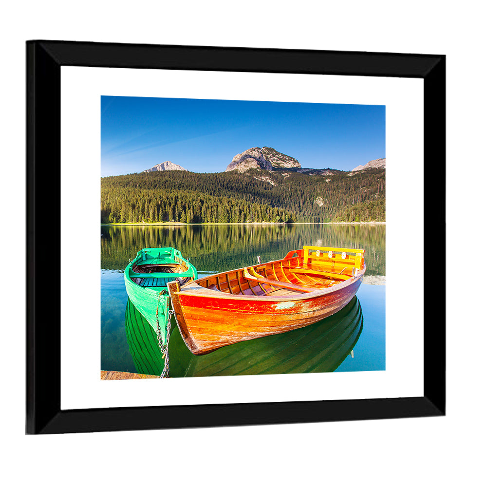 Boats at Black Lake Montenegro Wall Art