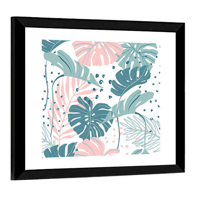 Minimal Tropical Leaf Pattern Wall Art as a framed print