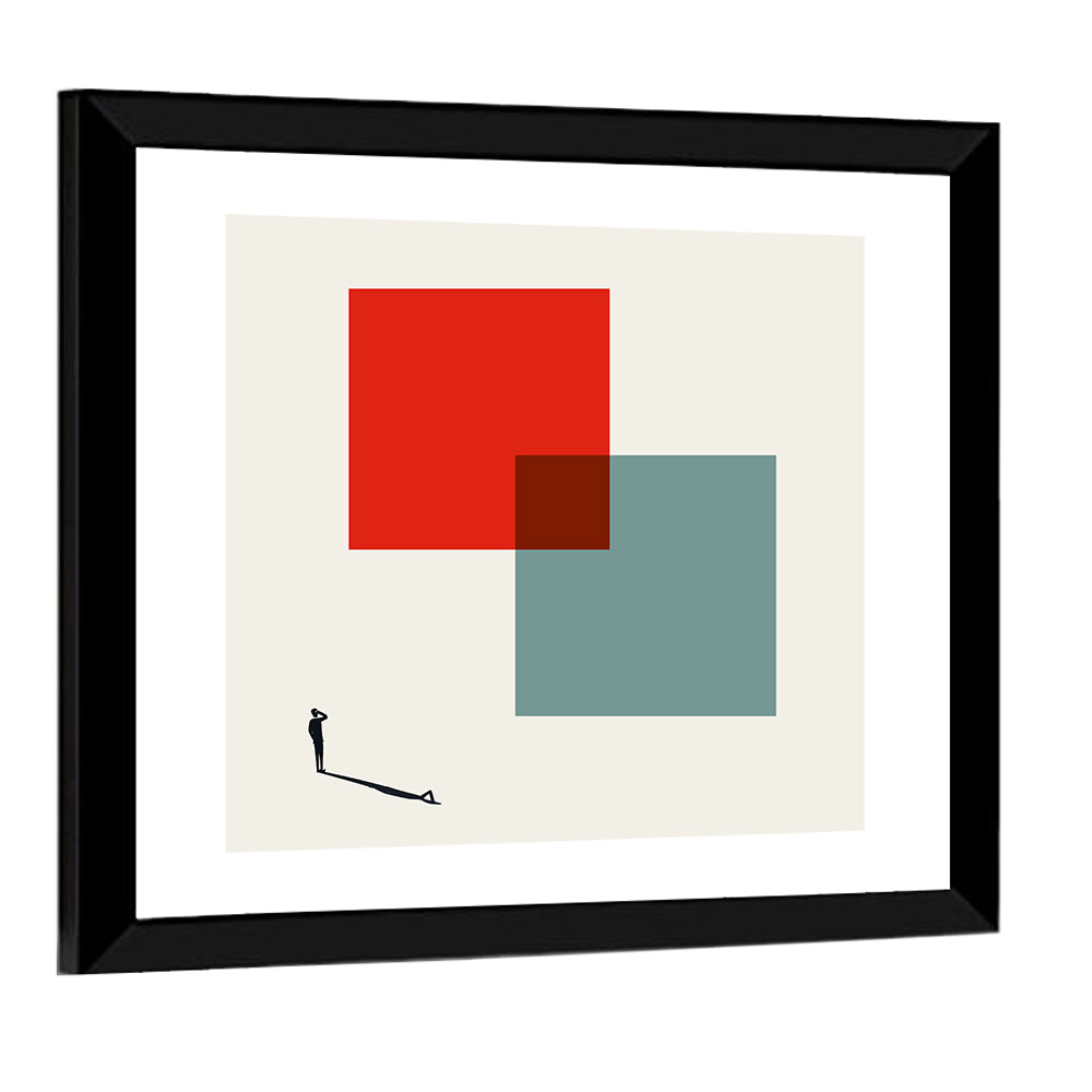 Silhouette with Overlapping Squares Wall Art