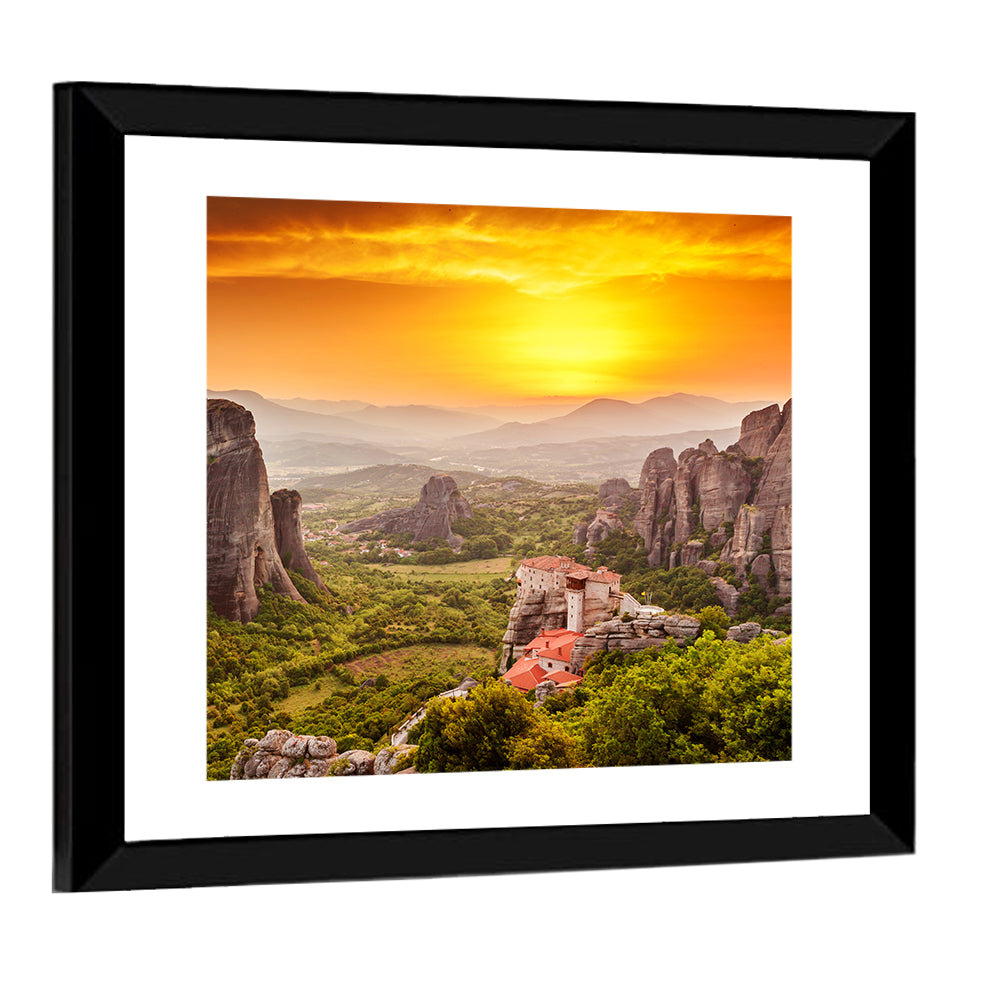 Roussanou Monastery Sunset, Meteora Wall Art