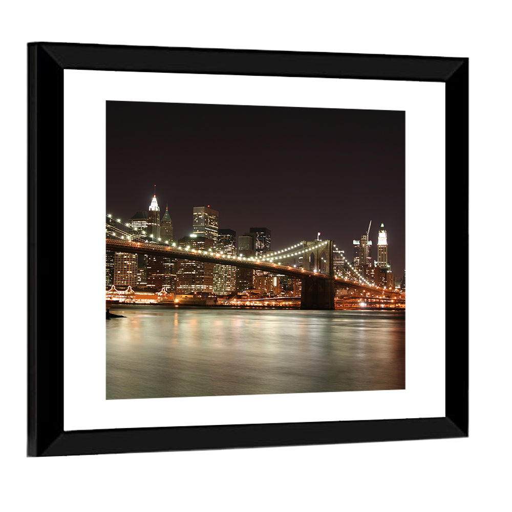 Brooklyn Bridge Night Skyline Wall Art