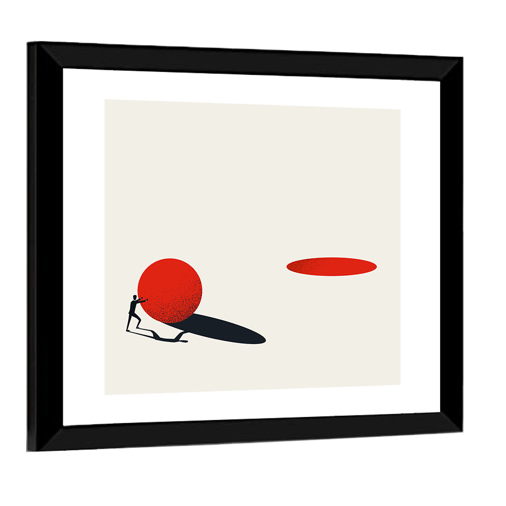 Man Pushing Sphere Wall Art