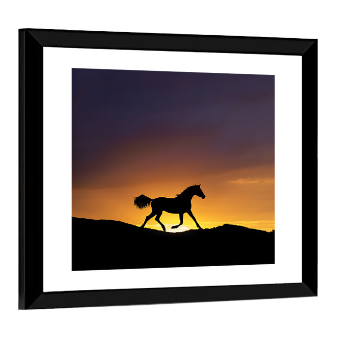 Running Horse Silhouette Wall Art as a framed print