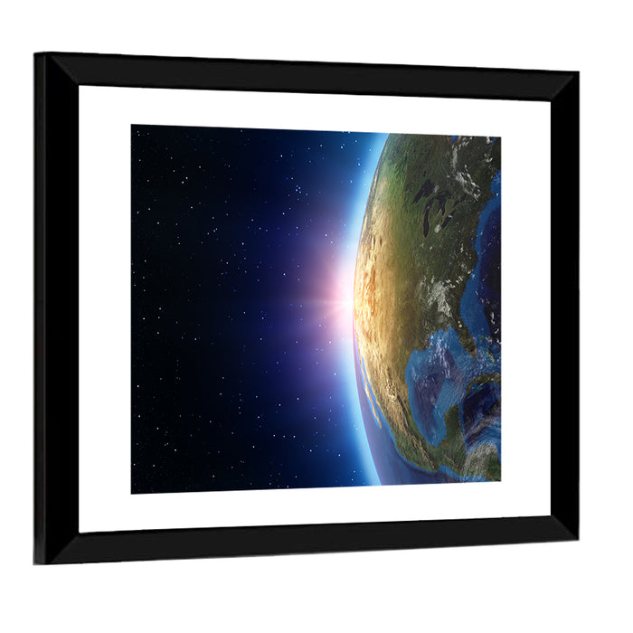 North America at Sunrise from Space Wall Art as a framed print