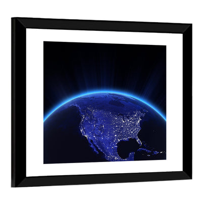 USA City Lights At Night Wall Art