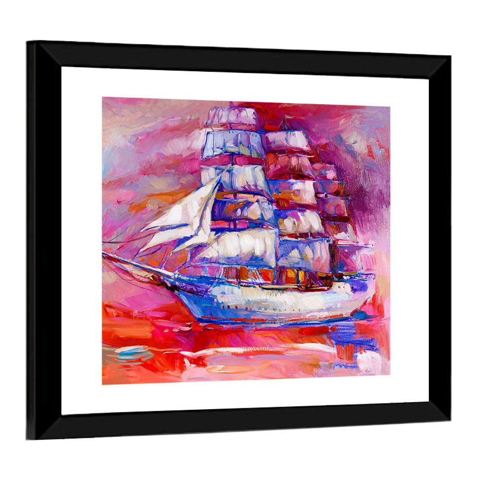 Colorful Tall Ship at Sea Wall Art