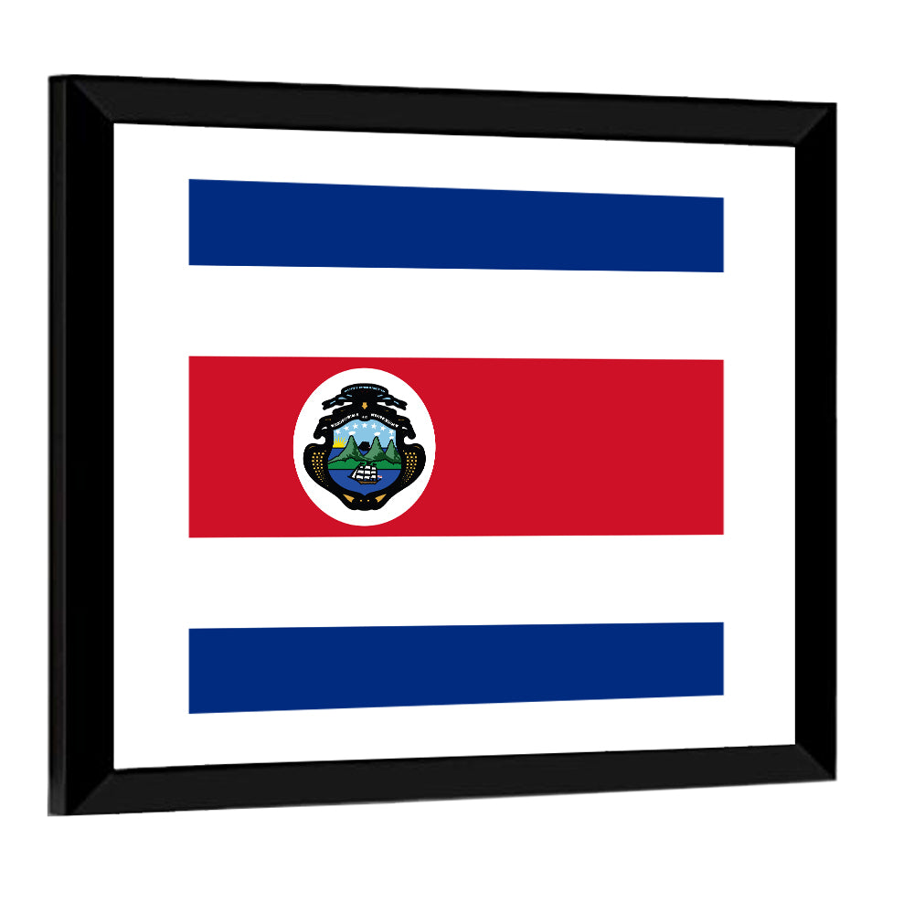 Costa Rica Flag with Coat of Arms Wall Art