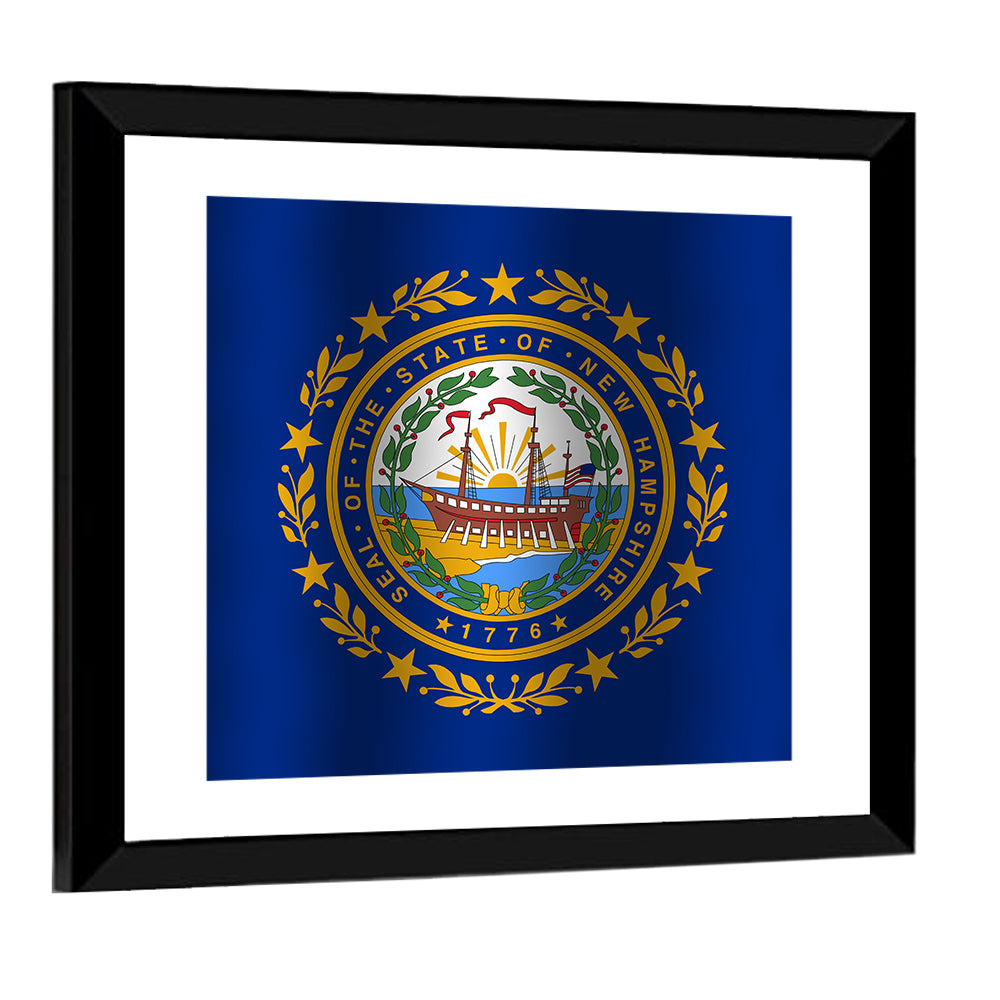 New Hampshire Flag with Ship Emblem Wall Art