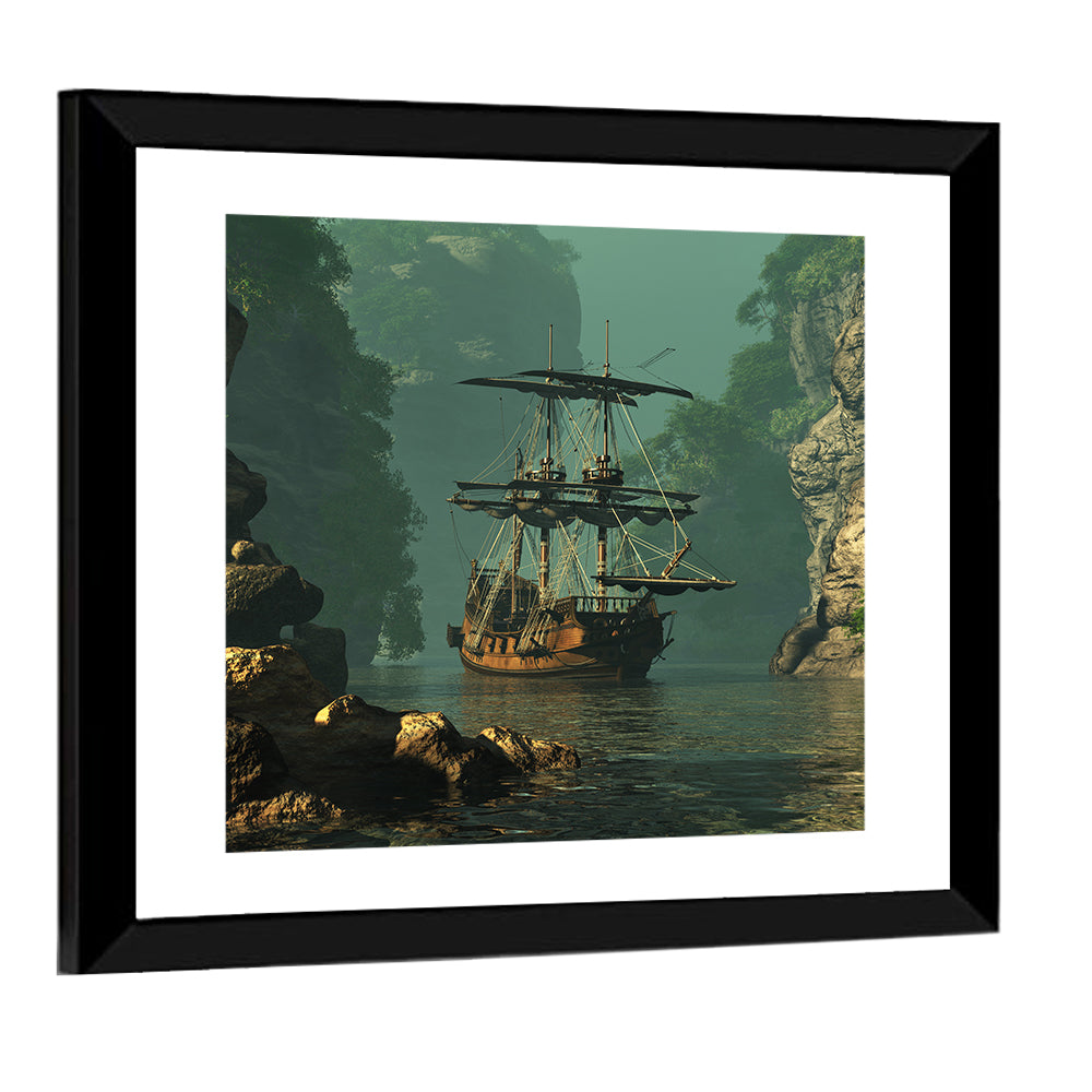 16th Century Sailing Ship in Gorge Wall Art