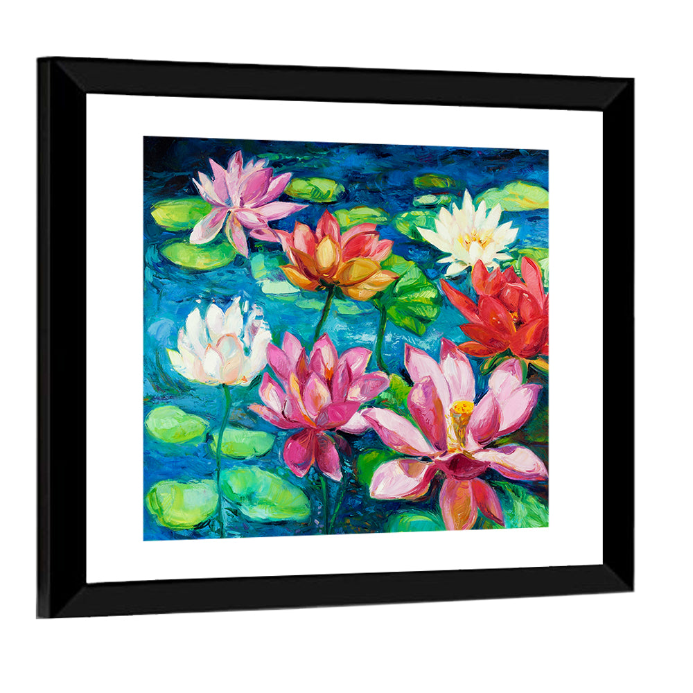 Overhead Lotus Pond Painting Wall Art