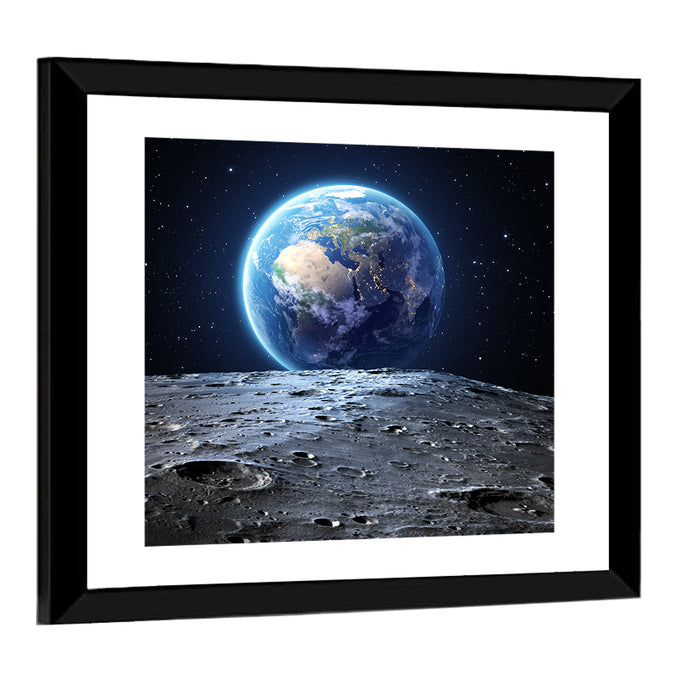Blue Earth from the Moon Wall Art as a framed print