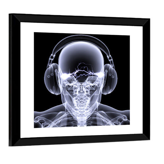 Skeleton X-Ray Wearing Headphones Wall Art