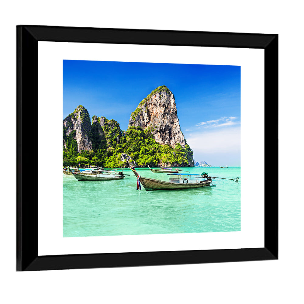 Railay Beach Long-tail Boats Wall Art
