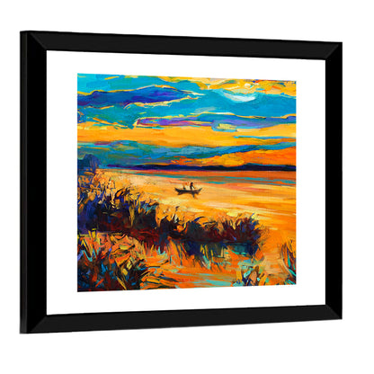 Boat In Lake Wall Art