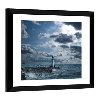 Lighthouse Under Storm Wall Art