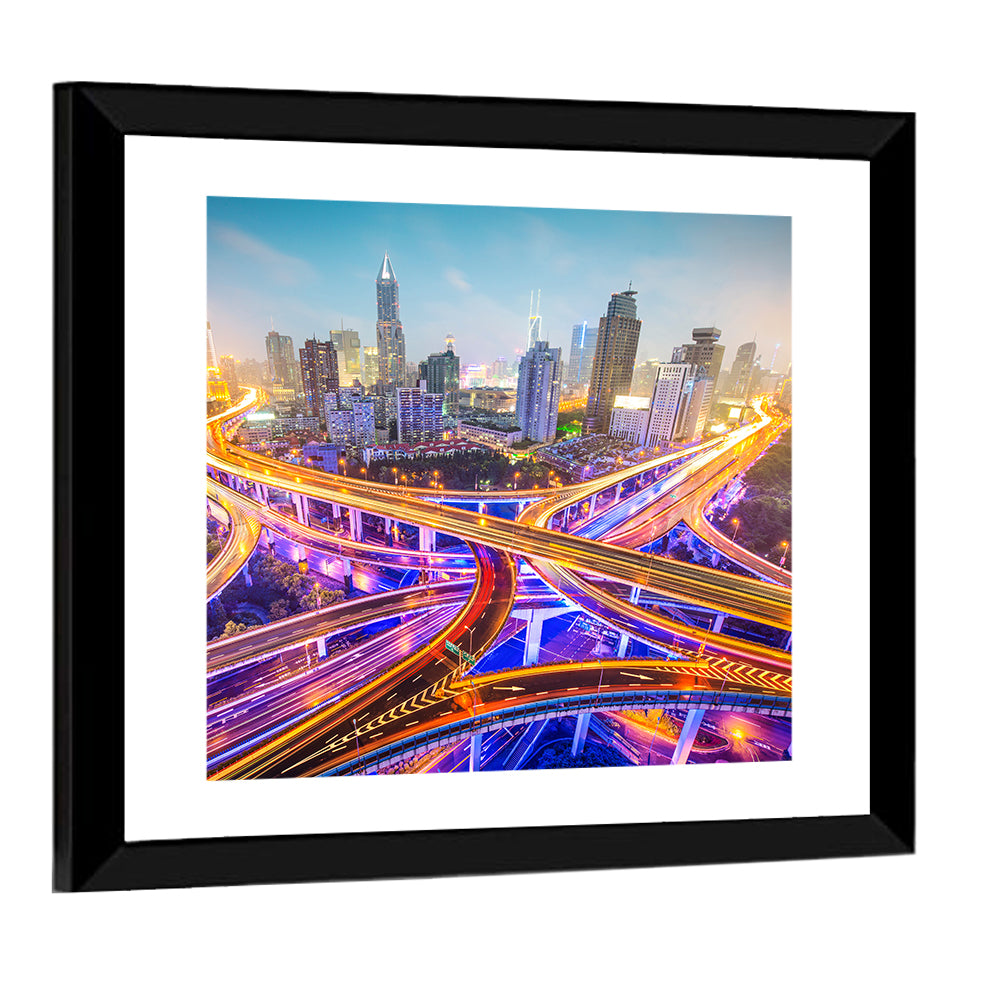 Shanghai Highways Skyline Wall Art