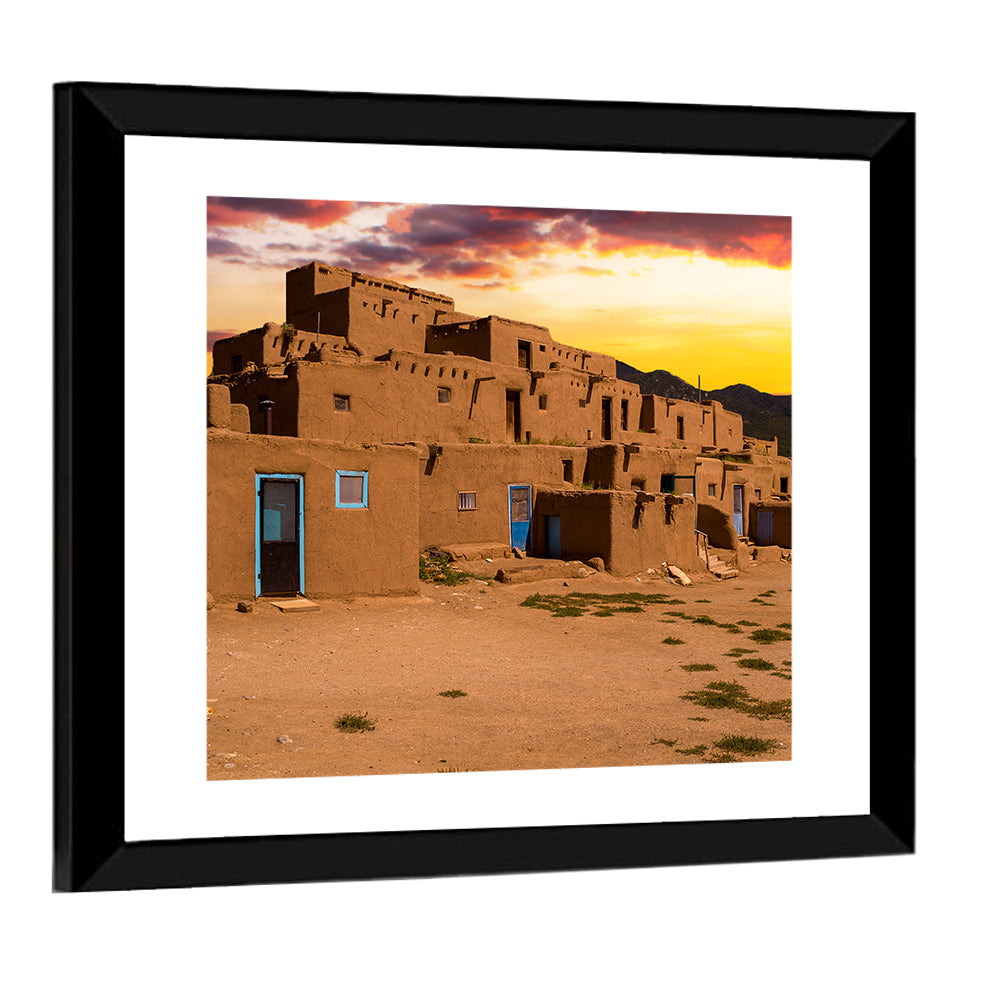 Taos Pueblo at Sunset Wall Art