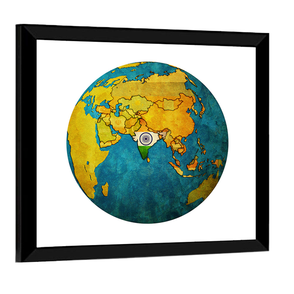 India on Globe Wall Art