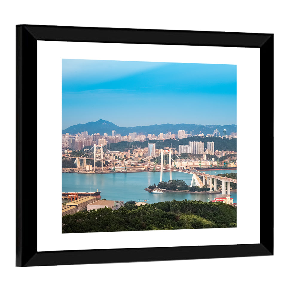 Haicang Suspension Bridge at Dusk Wall Art