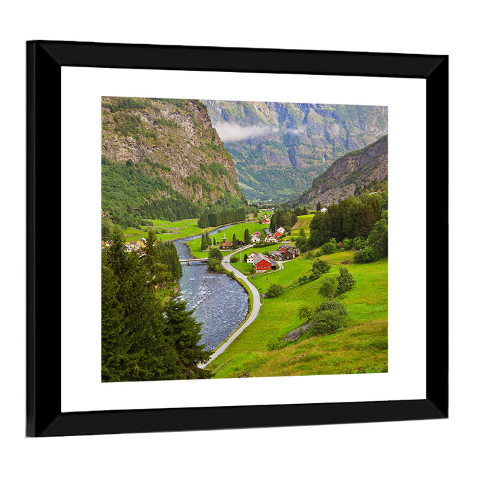 Flam Village Norway Wall Art as a framed print
