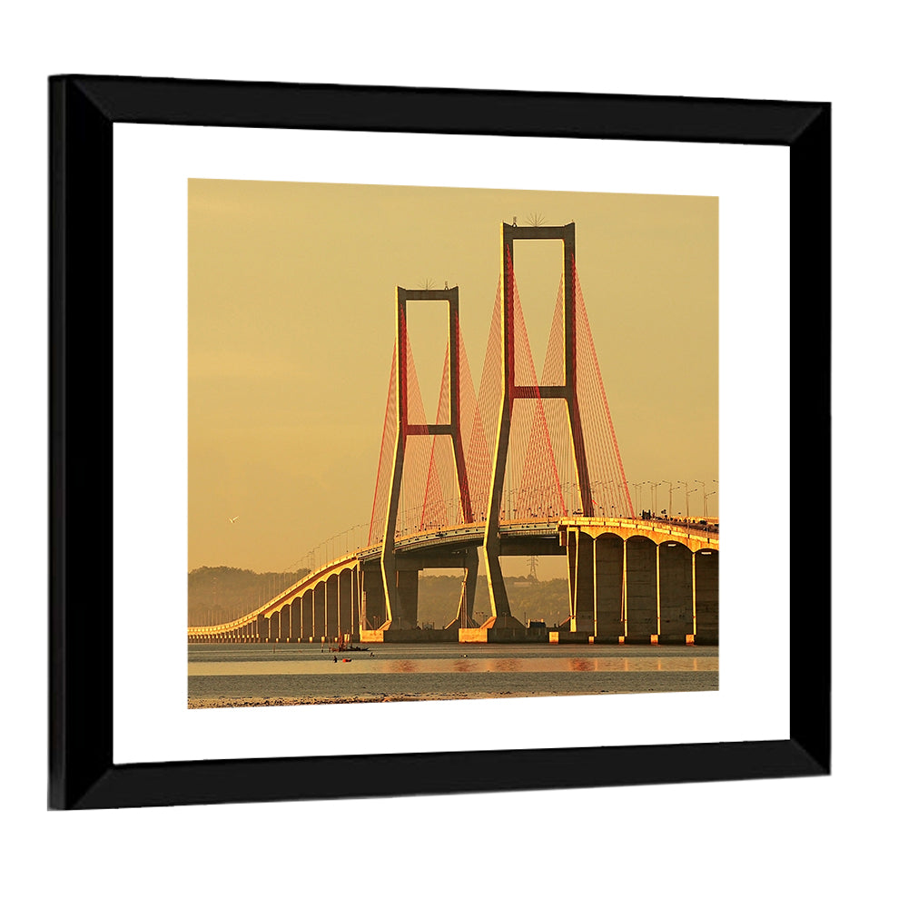 Suramadu Bridge at Golden Hour Wall Art