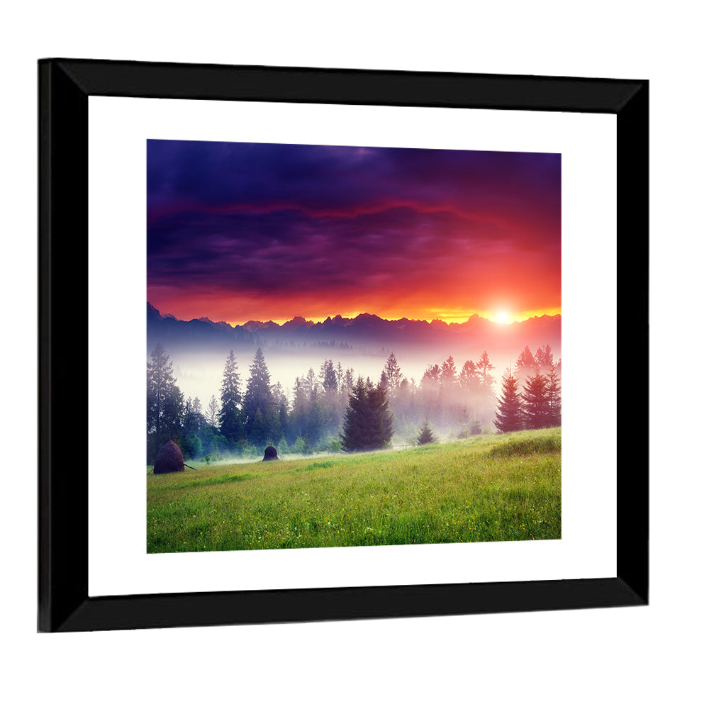 Glowing Mountain at Sunrise Wall Art