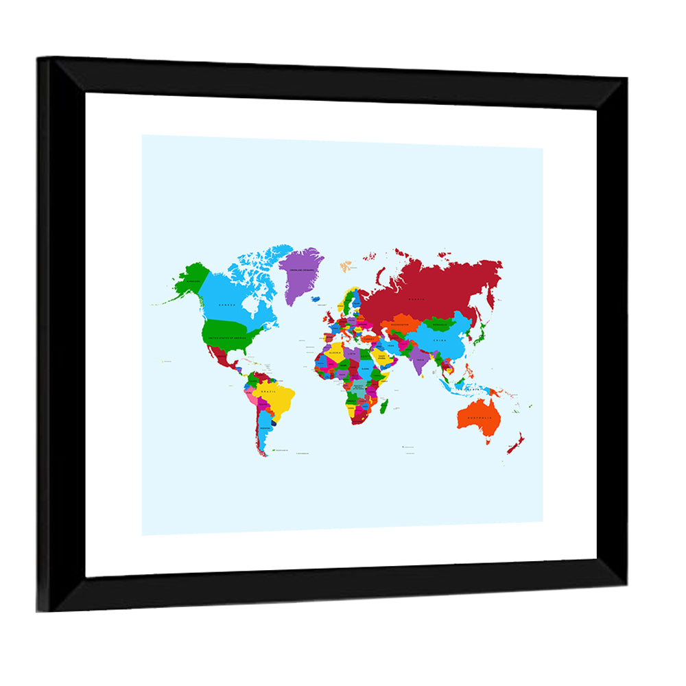 Minimalist Colorful World Map Wall Art