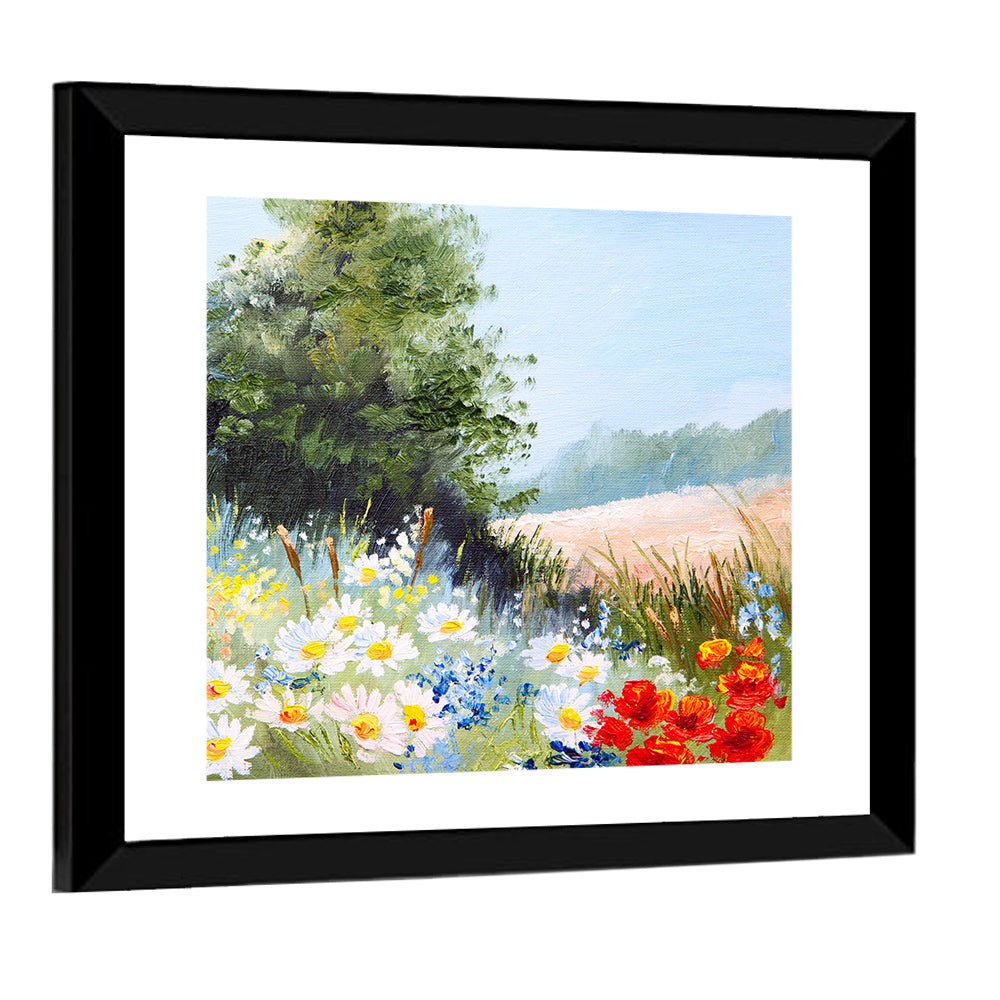 Daisy Meadow with Red Poppies Wall Art
