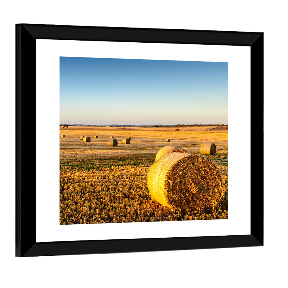 Hay Bales at Sunset Wall Art
