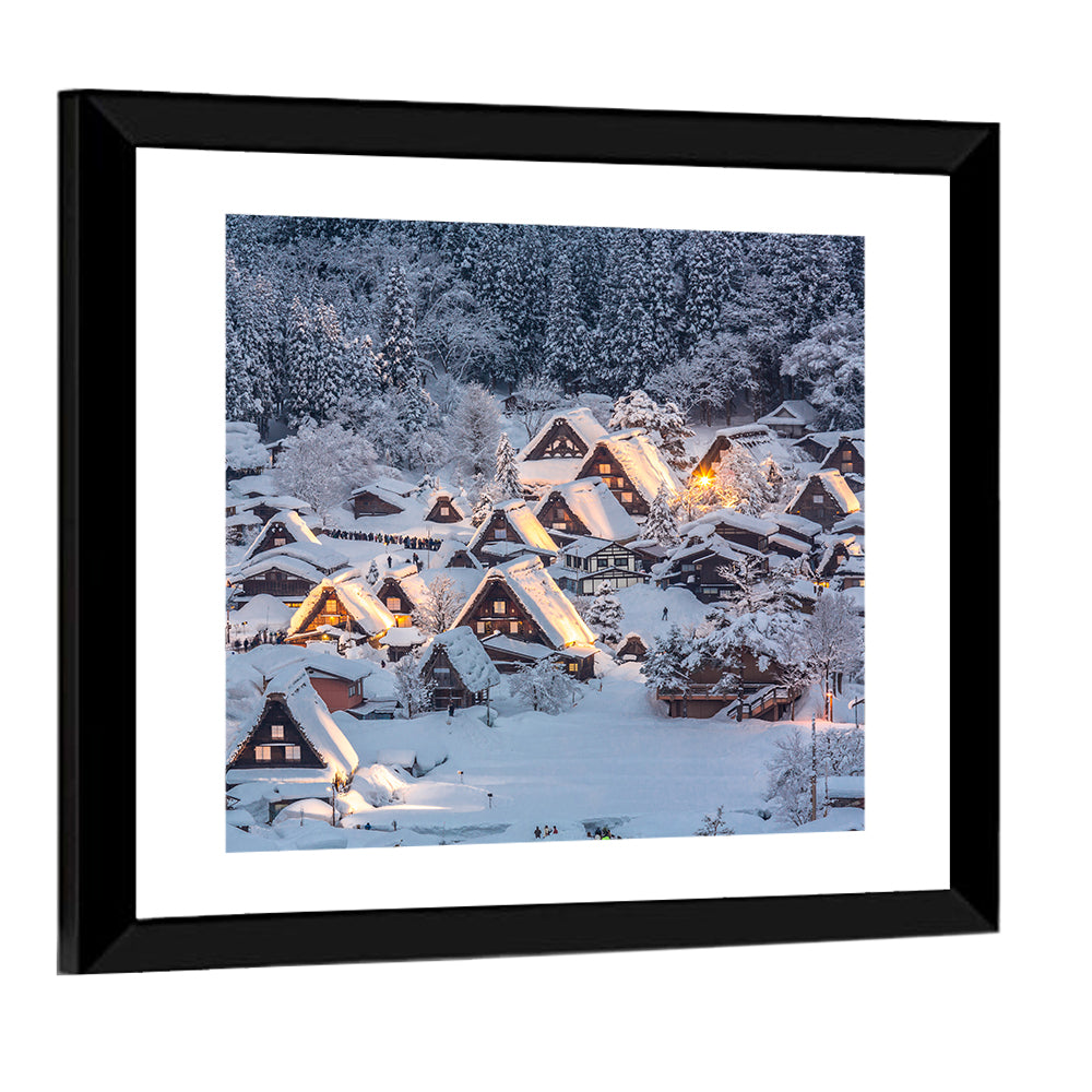 Shirakawa-go Lighted Village Wall Art